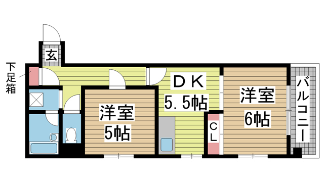 神戸市中央区東雲通の賃貸物件間取画像