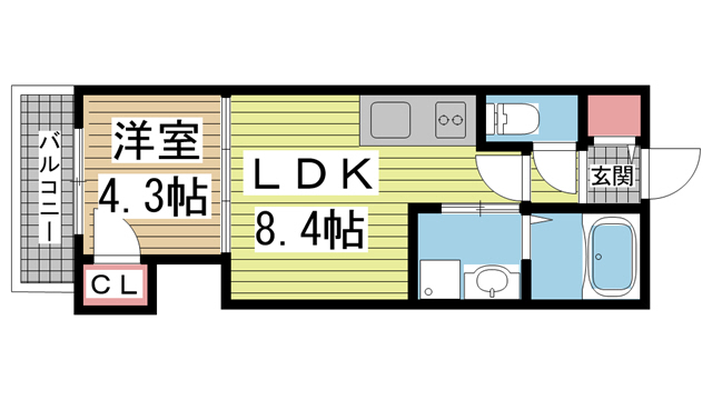 神戸市中央区北野町の賃貸物件間取画像