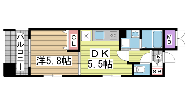 神戸市中央区雲井通の賃貸物件間取画像