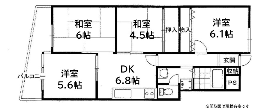 フォルム高羽 102|神戸市灘区高羽町(阪急神戸線六甲駅)のマンション間取 フォルム高羽 102|神戸市灘区高羽町(阪急神戸線六甲駅)のマンション間取