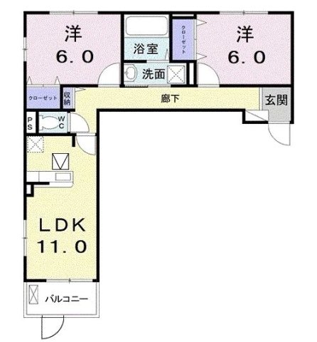 イリーデ谷上 Ⅱ 102|神戸市北区谷上南町(神戸電鉄有馬線谷上駅)のアパート間取 イリーデ谷上 Ⅱ 102|神戸市北区谷上南町(神戸電鉄有馬線谷上駅)のアパート間取