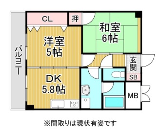シャンテ本山 203|神戸市東灘区本山中町(JR東海道本線(近畿)摂津本山駅)のマンション間取 シャンテ本山 203|神戸市東灘区本山中町(JR東海道本線(近畿)摂津本山駅)のマンション間取