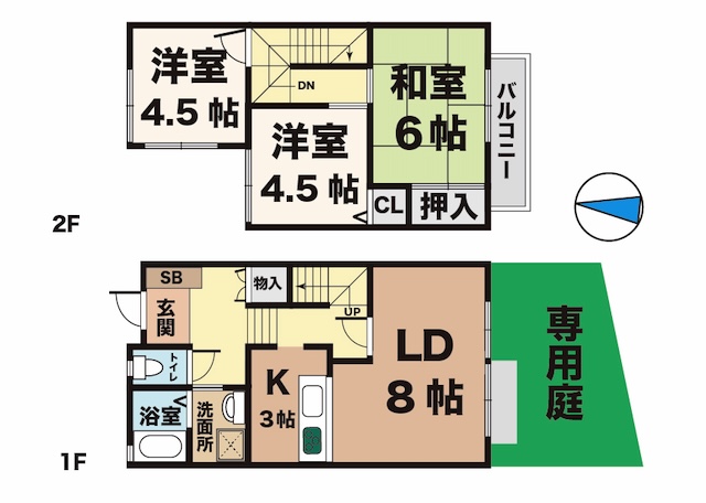 タウンハウス伊川谷 8B-4|神戸市西区大津和(神戸市営地下鉄線伊川谷駅)のタウンハウス間取 タウンハウス伊川谷 8B-4|神戸市西区大津和(神戸市営地下鉄線伊川谷駅)のタウンハウス間取