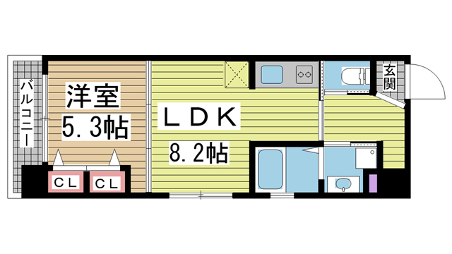 神戸市中央区磯辺通の賃貸物件間取画像