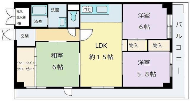 神戸市中央区御幸通の賃貸物件間取画像