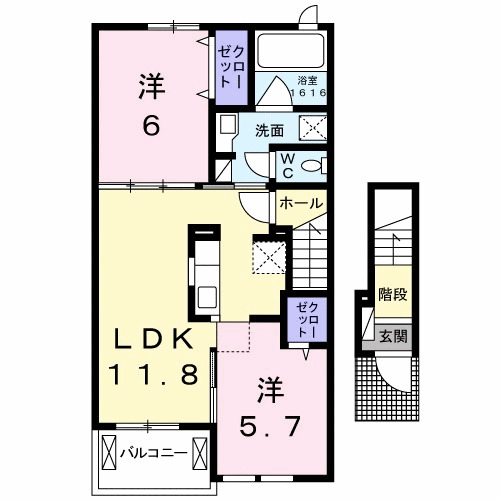 エクセレント有瀬 Ⅰ 202|神戸市西区伊川谷町有瀬(JR山陽本線明石駅)のアパート間取 エクセレント有瀬 Ⅰ 202|神戸市西区伊川谷町有瀬(JR山陽本線明石駅)のアパート間取