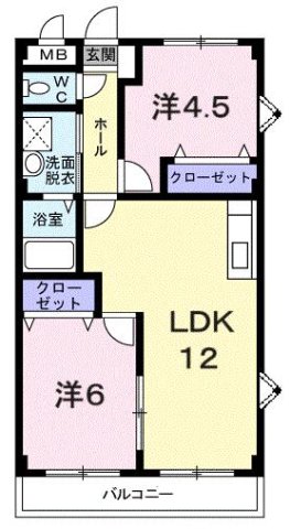 神戸市北区山田町小部の賃貸物件間取画像