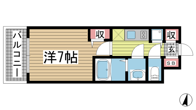 プレサンス三宮東フィール 1108|神戸市中央区筒井町(JR東海道本線(近畿)三ノ宮駅)のマンション間取 プレサンス三宮東フィール 1108|神戸市中央区筒井町(JR東海道本線(近畿)三ノ宮駅)のマンション間取
