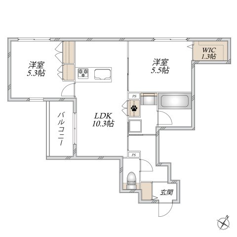 神戸市灘区篠原中町の賃貸物件間取画像
