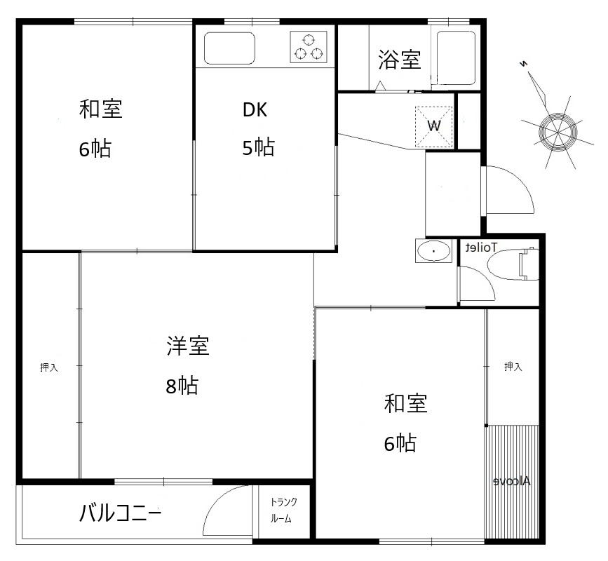 渦が森コーポ4号館 308|神戸市東灘区渦森台(阪急神戸線御影駅)のマンション間取 渦が森コーポ4号館 308|神戸市東灘区渦森台(阪急神戸線御影駅)のマンション間取