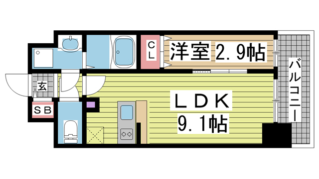エスリード神戸レジデンス 206|神戸市中央区橘通(JR東海道本線(近畿)神戸駅)のマンション間取 エスリード神戸レジデンス 206|神戸市中央区橘通(JR東海道本線(近畿)神戸駅)のマンション間取