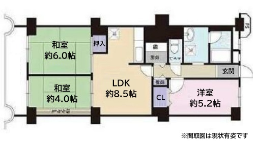 神戸湊町スカイハイツ 303|神戸市兵庫区新開地(JR東海道本線(近畿)神戸駅)のマンション間取 神戸湊町スカイハイツ 303|神戸市兵庫区新開地(JR東海道本線(近畿)神戸駅)のマンション間取