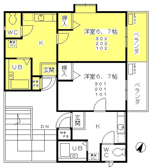 神戸市灘区灘北通の賃貸物件間取画像