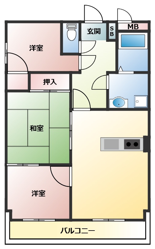 神戸市兵庫区下沢通の賃貸物件間取画像
