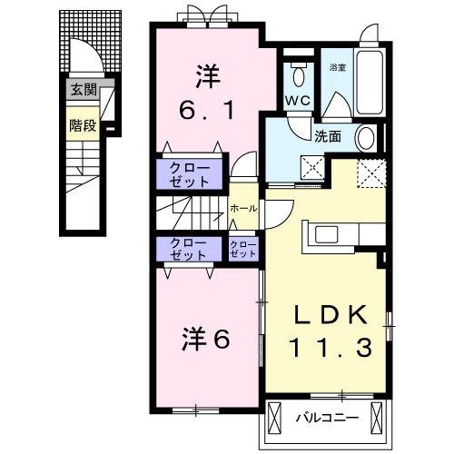 プレミアコート 201|神戸市西区竜が岡(JR山陽本線大久保駅)のアパート間取 プレミアコート 201|神戸市西区竜が岡(JR山陽本線大久保駅)のアパート間取