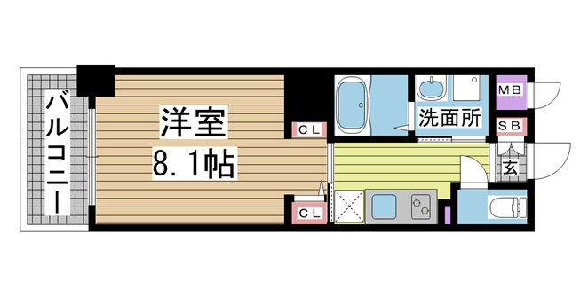 神戸市中央区琴ノ緒町の賃貸物件間取画像