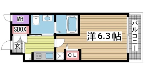 神戸市中央区御幸通の賃貸物件間取画像