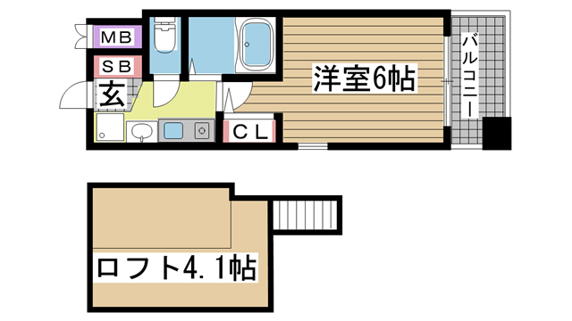 神戸市中央区琴ノ緒町の賃貸物件間取画像