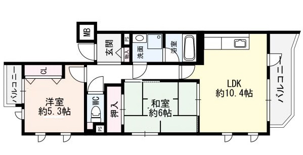 アゼリア六甲 202|神戸市灘区中郷町(JR東海道本線(近畿)六甲道駅)のマンション間取 アゼリア六甲 202|神戸市灘区中郷町(JR東海道本線(近畿)六甲道駅)のマンション間取