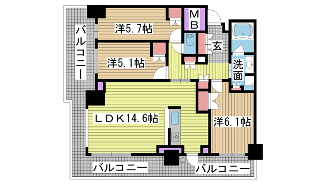 神戸市中央区下山手通の賃貸物件間取画像