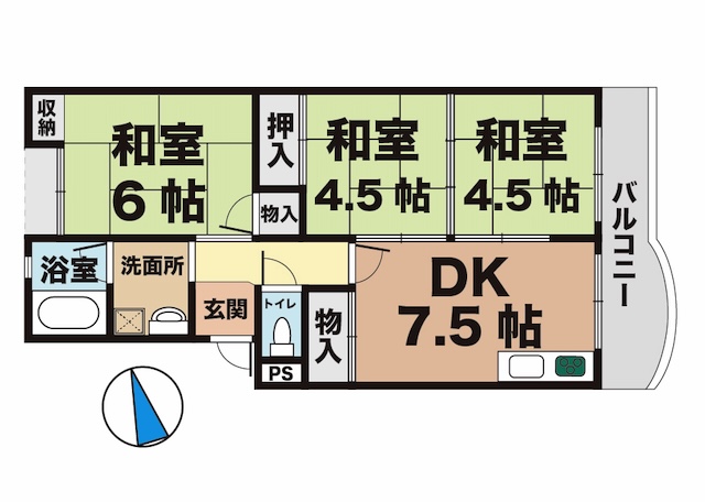 パールハイツ 103|神戸市垂水区福田(JR山陽本線垂水駅)のマンション間取 パールハイツ 103|神戸市垂水区福田(JR山陽本線垂水駅)のマンション間取