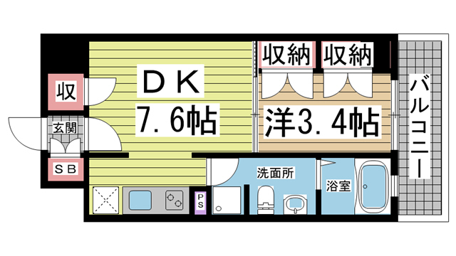 ジープラス 502|神戸市中央区下山手通(JR東海道本線(近畿)神戸駅)のマンション間取 ジープラス 502|神戸市中央区下山手通(JR東海道本線(近畿)神戸駅)のマンション間取