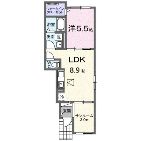 モンレーヴみのり 104|加古川市加古川町美乃利(JR山陽本線加古川駅)のアパート間取 モンレーヴみのり 104|加古川市加古川町美乃利(JR山陽本線加古川駅)のアパート間取