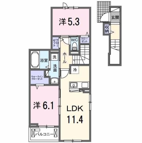サンティエNAGAI 201|神戸市西区北別府(JR山陽本線明石駅)のアパート間取 サンティエNAGAI 201|神戸市西区北別府(JR山陽本線明石駅)のアパート間取
