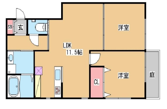 KARIN北神戸 102|神戸市北区有野町唐櫃(神戸電鉄有馬線大池駅)のアパート間取 KARIN北神戸 102|神戸市北区有野町唐櫃(神戸電鉄有馬線大池駅)のアパート間取