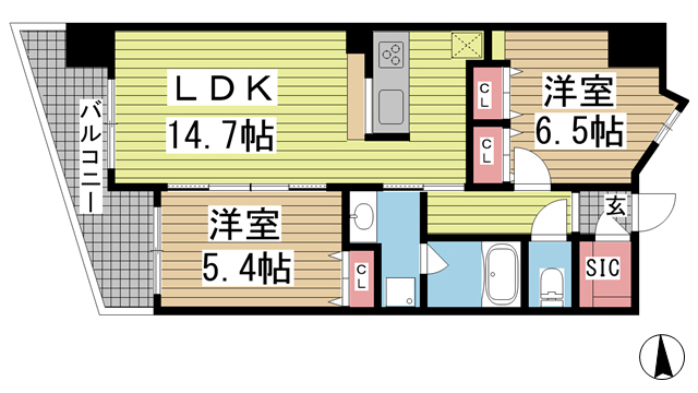 神戸市中央区北長狭通の賃貸物件間取画像