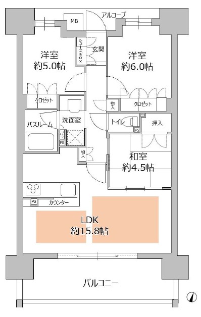 神戸市中央区花隈町の賃貸物件間取画像