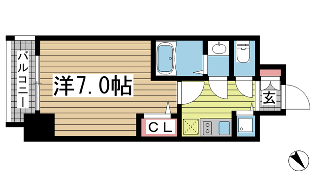 プレサンス三宮ディライト 204|神戸市中央区御幸通(JR東海道本線(近畿)三ノ宮駅)のマンション間取 プレサンス三宮ディライト 204|神戸市中央区御幸通(JR東海道本線(近畿)三ノ宮駅)のマンション間取