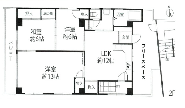 マヤコーポ西棟 201|神戸市灘区水道筋(阪急神戸線王子公園駅)のマンション間取 マヤコーポ西棟 201|神戸市灘区水道筋(阪急神戸線王子公園駅)のマンション間取