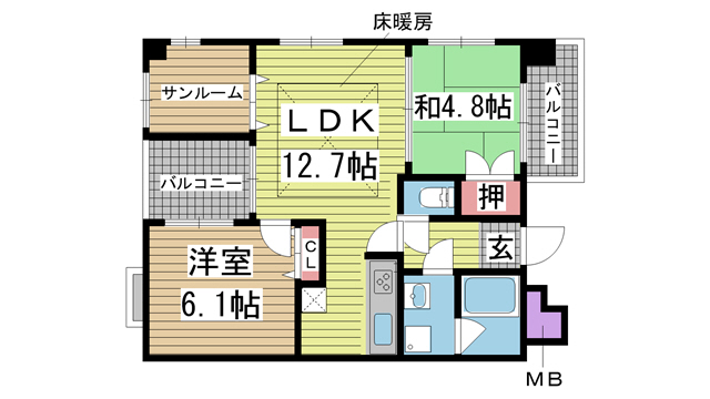 神戸市兵庫区新開地の賃貸物件間取画像
