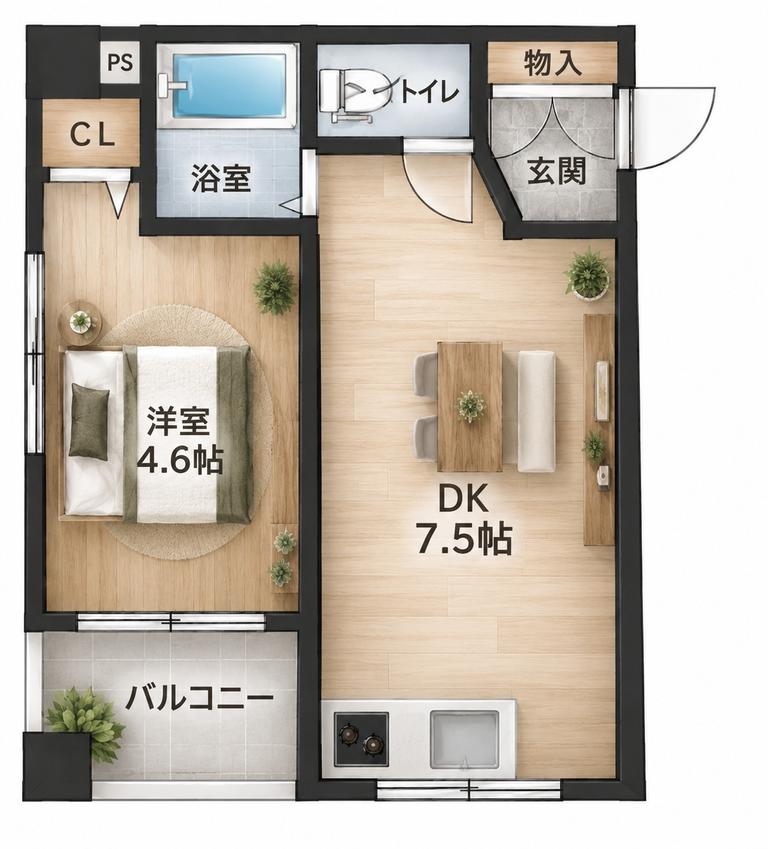 HASEGAWA BLDG 405|神戸市灘区将軍通(阪急神戸線六甲駅)のマンション間取 HASEGAWA BLDG 405|神戸市灘区将軍通(阪急神戸線六甲駅)のマンション間取