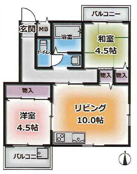 コーポラス村瀬 A202|神戸市兵庫区塚本通(神戸高速線新開地駅)のマンション間取 コーポラス村瀬 A202|神戸市兵庫区塚本通(神戸高速線新開地駅)のマンション間取