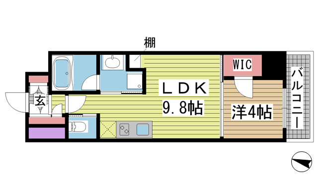 ブエナビスタ神戸三宮 1201|神戸市中央区中山手通(JR東海道本線(近畿)三ノ宮駅)のマンション間取 ブエナビスタ神戸三宮 1201|神戸市中央区中山手通(JR東海道本線(近畿)三ノ宮駅)のマンション間取