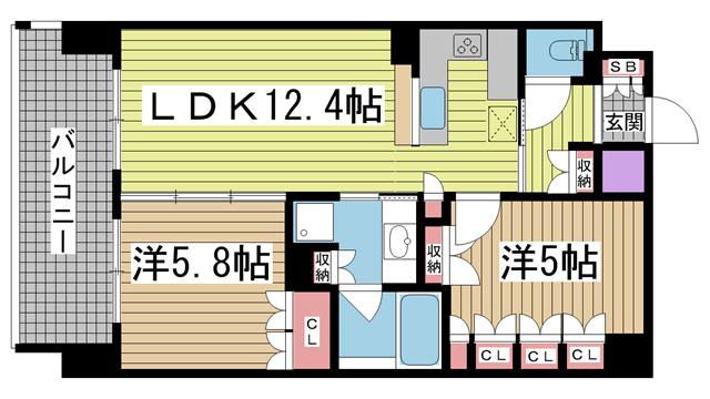 神戸市中央区磯辺通の賃貸物件間取画像