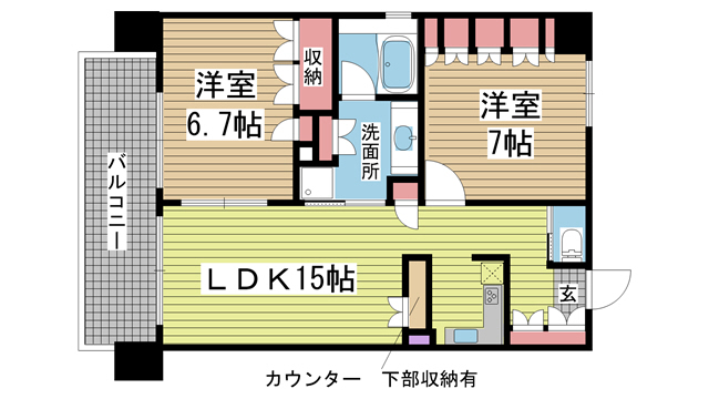 神戸市中央区磯辺通の賃貸物件間取画像