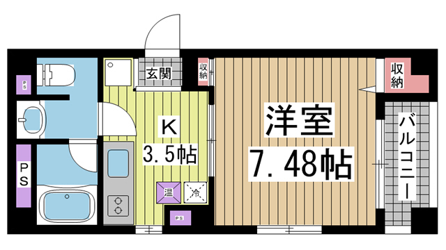 サントル花隈 501|神戸市中央区花隈町(JR東海道本線(近畿)元町駅)のマンション間取 サントル花隈 501|神戸市中央区花隈町(JR東海道本線(近畿)元町駅)のマンション間取