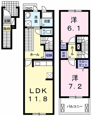 舞子坂ヒルズⅡ 206|神戸市垂水区舞子坂(JR山陽本線舞子駅)のアパート間取 舞子坂ヒルズⅡ 206|神戸市垂水区舞子坂(JR山陽本線舞子駅)のアパート間取