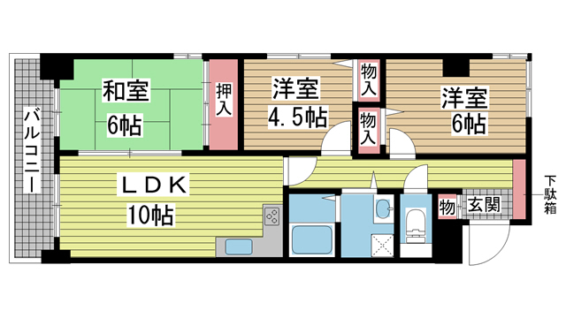 神戸市東灘区森北町の賃貸物件間取画像