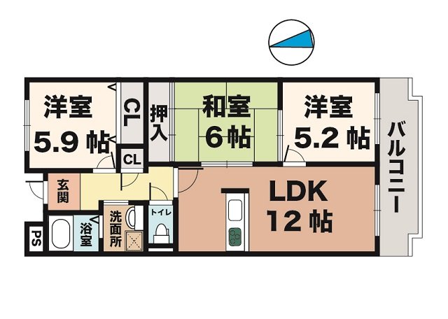 マウンティン・ツー 203|神戸市西区竜が岡(JR山陽本線大久保駅)のマンション間取 マウンティン・ツー 203|神戸市西区竜が岡(JR山陽本線大久保駅)のマンション間取