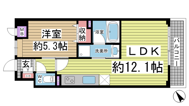 ナタリー神戸 202|神戸市兵庫区湊町(JR東海道本線(近畿)神戸駅)のマンション間取 ナタリー神戸 202|神戸市兵庫区湊町(JR東海道本線(近畿)神戸駅)のマンション間取