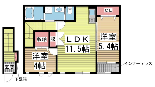 神戸市東灘区田中町の賃貸物件間取画像