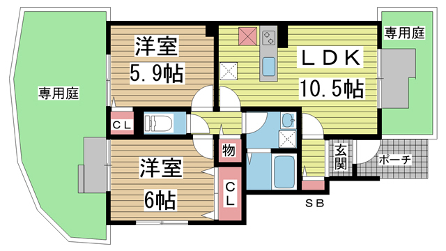 ヴェールフォンテーヌ 101|神戸市北区泉台(神戸電鉄有馬線北鈴蘭台駅)のアパート間取 ヴェールフォンテーヌ 101|神戸市北区泉台(神戸電鉄有馬線北鈴蘭台駅)のアパート間取