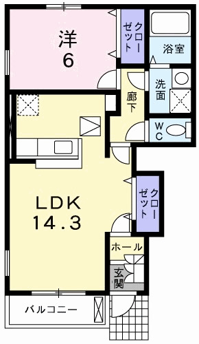 プロムナードA 101|神戸市西区伊川谷町有瀬(神戸市営地下鉄線伊川谷駅)のアパート間取 プロムナードA 101|神戸市西区伊川谷町有瀬(神戸市営地下鉄線伊川谷駅)のアパート間取