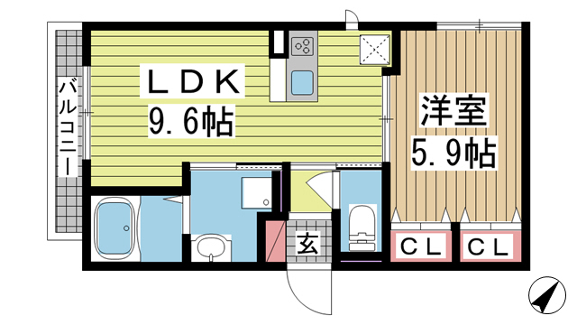 セジュール下山手通 201|神戸市中央区下山手通(JR東海道本線(近畿)神戸駅)のアパート間取 セジュール下山手通 201|神戸市中央区下山手通(JR東海道本線(近畿)神戸駅)のアパート間取
