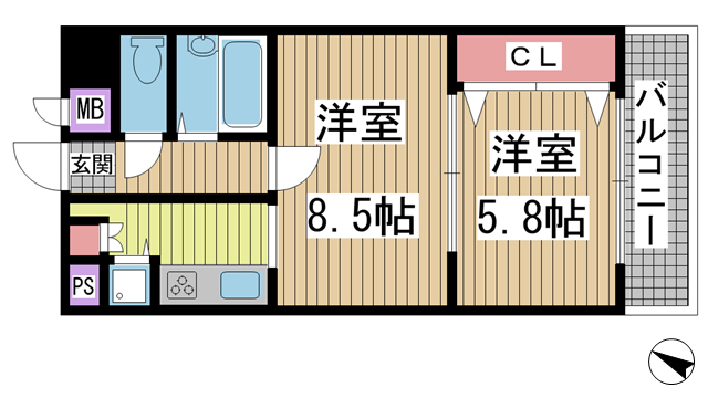ライオンズマンション三宮第2 902|神戸市中央区御幸通(JR東海道本線(近畿)三ノ宮駅)のマンション間取 ライオンズマンション三宮第2 902|神戸市中央区御幸通(JR東海道本線(近畿)三ノ宮駅)のマンション間取