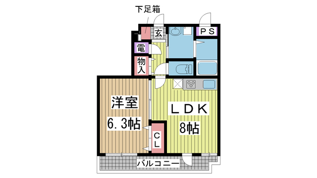ルミエールオクティア 201|神戸市中央区元町通(JR東海道本線(近畿)元町駅)のマンション間取 ルミエールオクティア 201|神戸市中央区元町通(JR東海道本線(近畿)元町駅)のマンション間取